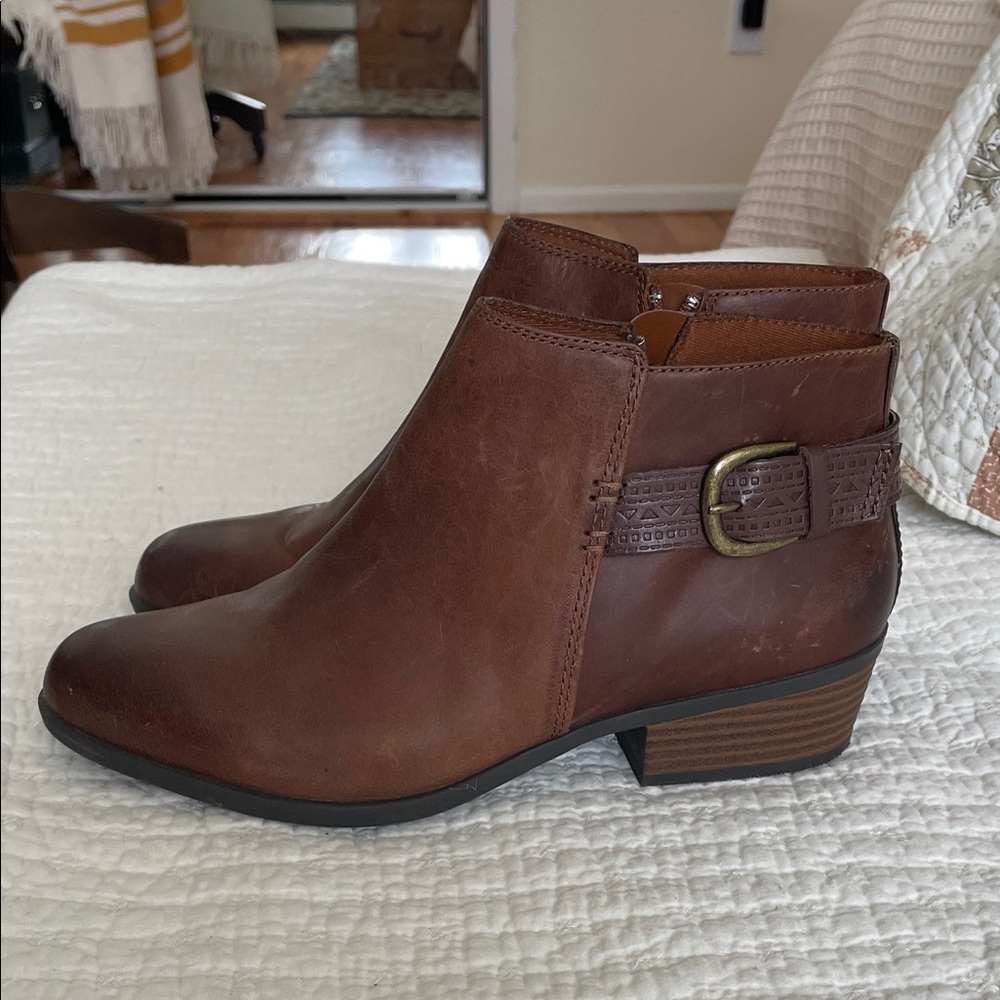 Clarks Brown Ankle Booties with Buckle